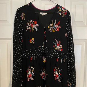 Boden dress, floral and poka dots, flared skirt